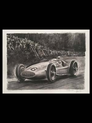 1939 German GP at the Nurburgring print by Carlo Demand, autographed