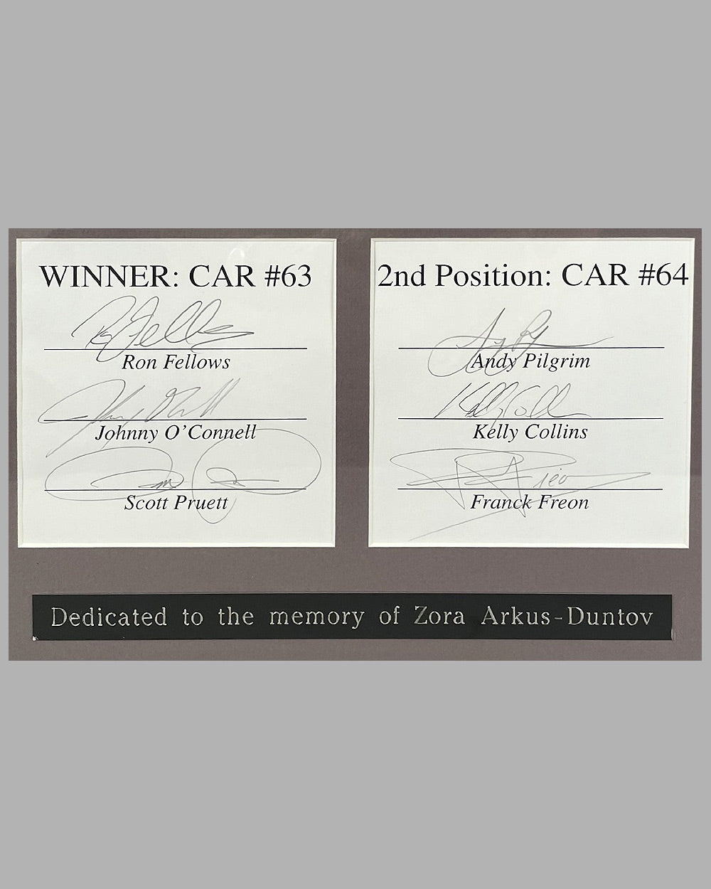 General Motors ad copy for the 2001 Corvette Racing team, autographed by 6 drivers 3