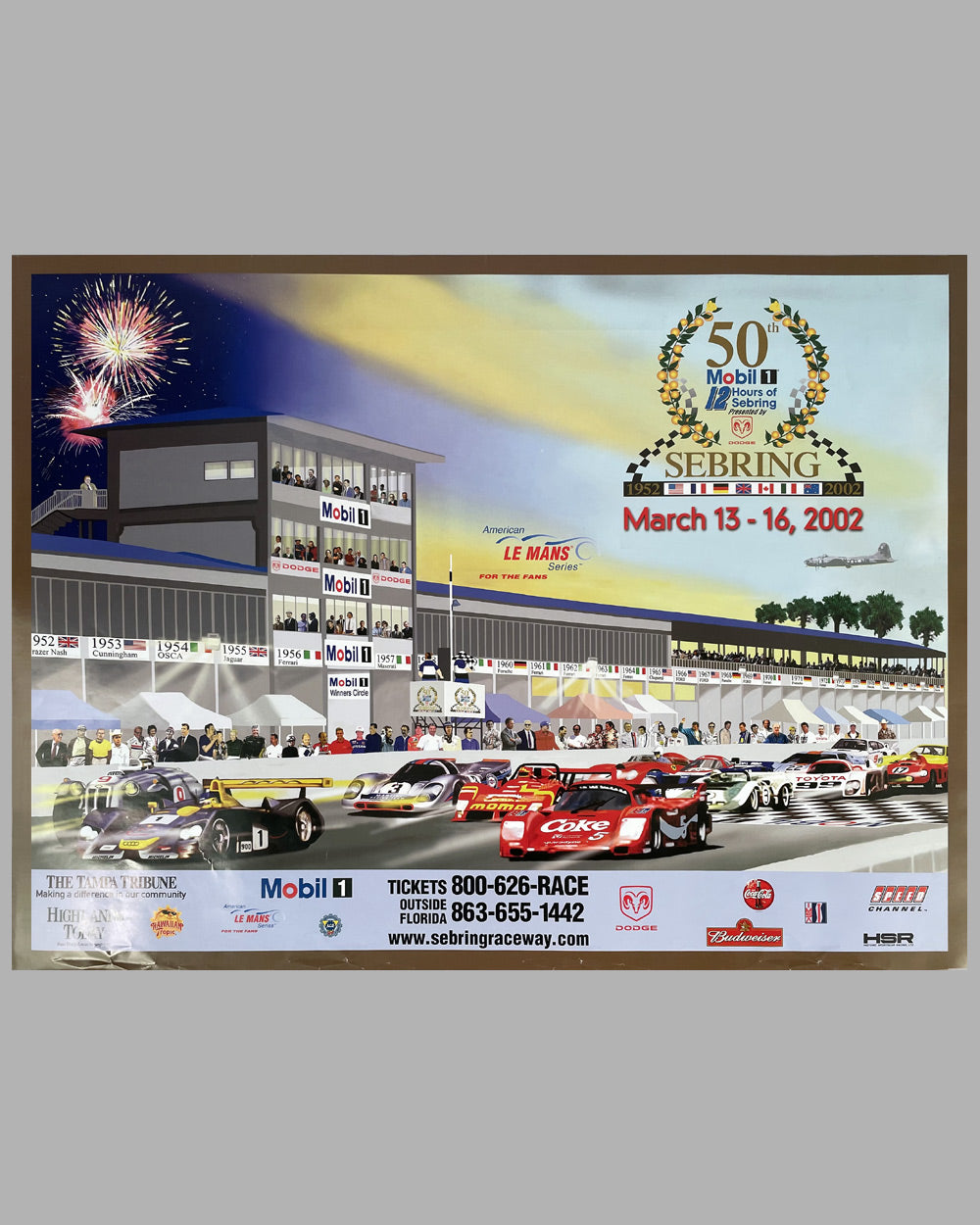 2002 12 Hours of Sebring official poster for the 50 year anniversary of the event