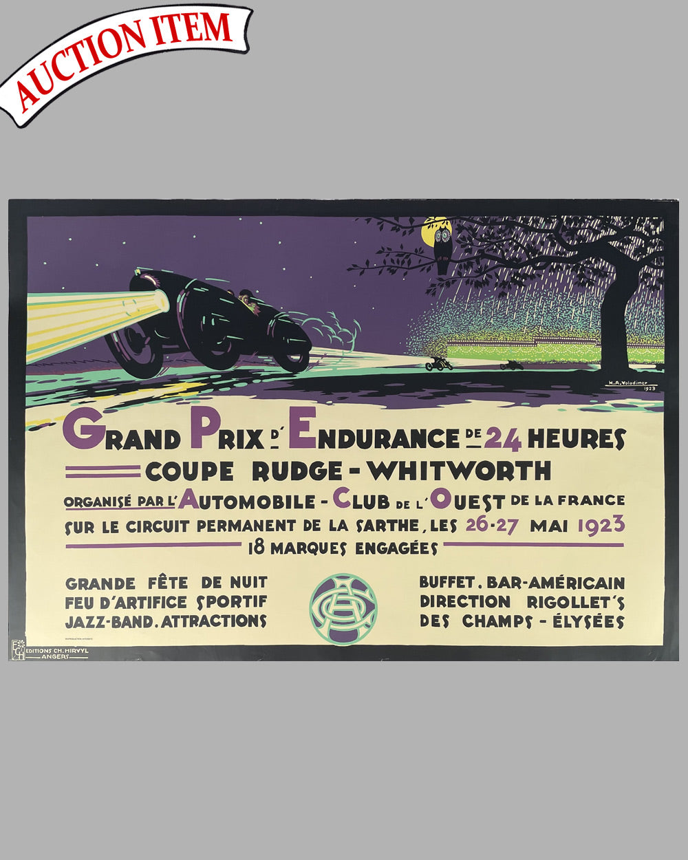 The first poster for the 24 Hours of Le Mans in 1923