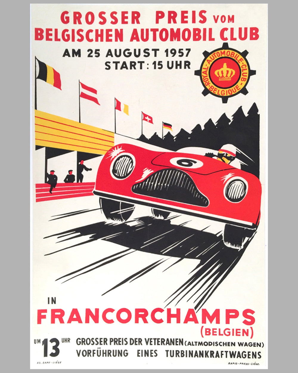 Grand Prix of Francorchamps for Sports Racing cars official poster, August 25, 1957