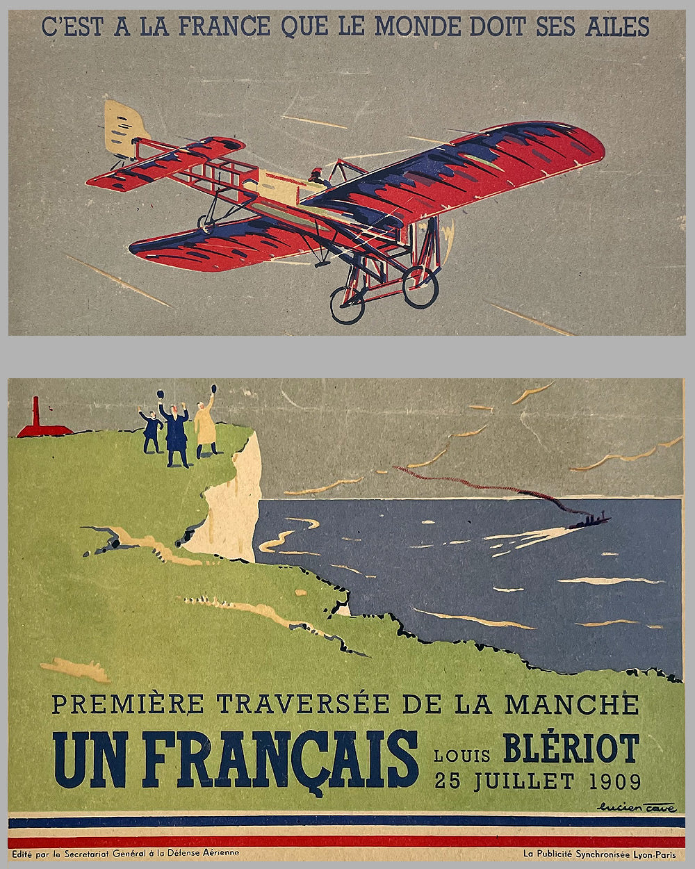 First Crossing of The English Channel in 1909 by Louis Blériot poster by Lucien Cave 2