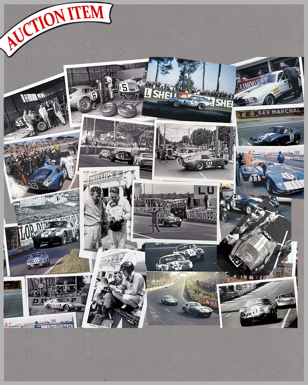Collection of 22 Ford Shelby b&w and color photographs at the 24 Hours of Le Mans