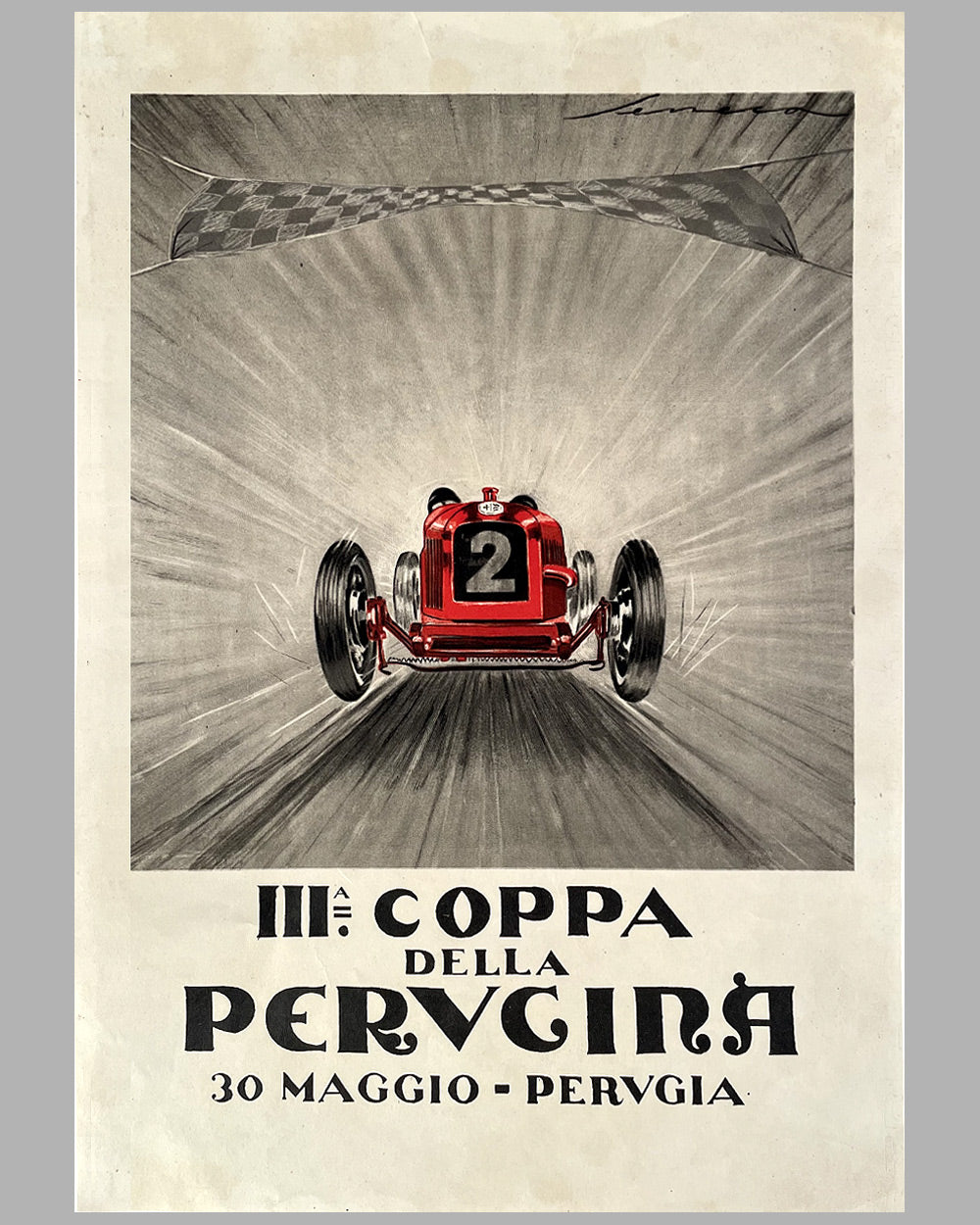 III Coppa della Perugina original 1926 lithographic poster by Frederico Seneca