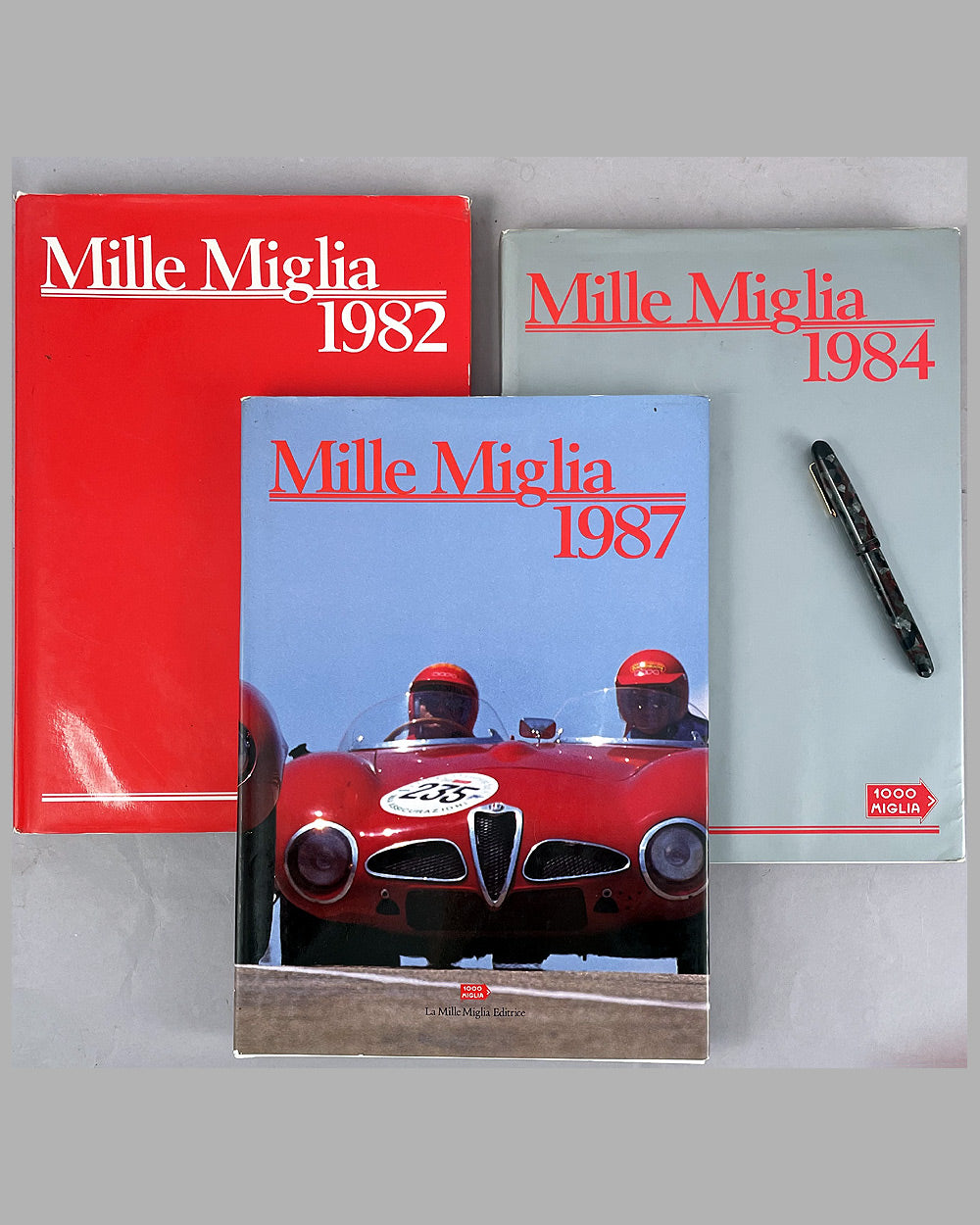 Three Mille Miglia books for 1982, 1984 & 1987