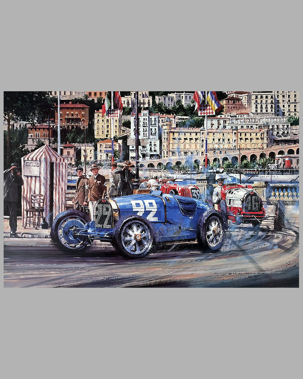 Monaco Grand Prix 1930 print by Nicholas Watts, autographed by Dreyfus 2