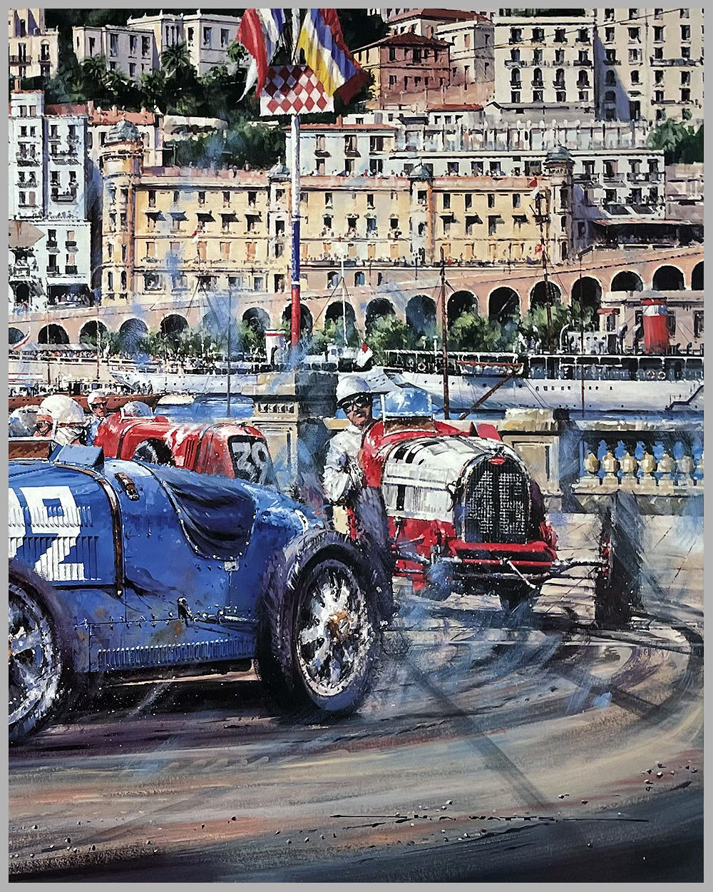 Monaco Grand Prix 1930 print by Nicholas Watts, autographed by Dreyfus 3