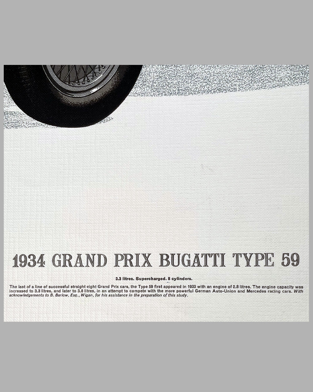 1934 Grand Prix Bugatti Type 59 print, autographed by Dreyfus 3