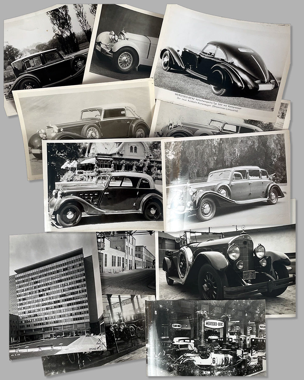 A collection of 37 b&w photos from the Mercedes Benz factory and museum 2
