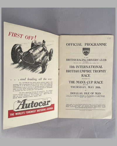 11th International British Empire Trophy 1949 original race program, held at the Isle of Man 4