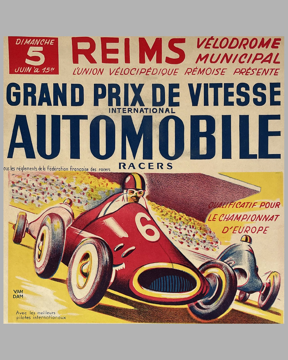 1950 Grand Prix de Vitesse original poster by Van Dam 2