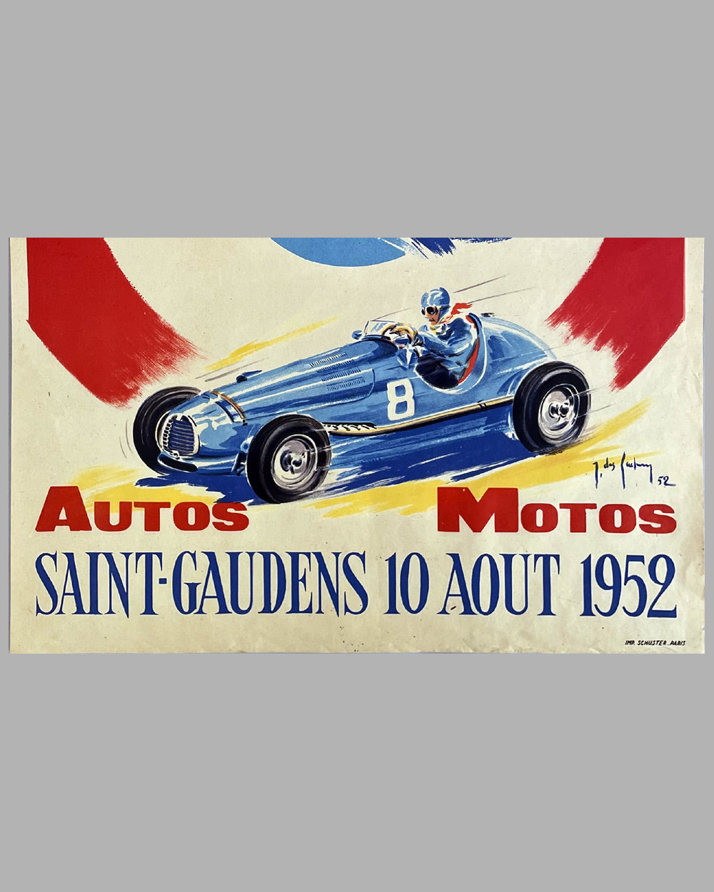 Grand Prix de France - St. Gaudens 1952 original poster by Jean des Gachons 3