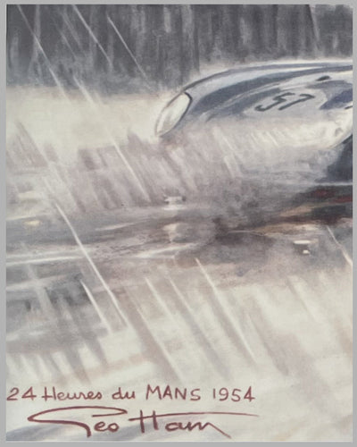 1954 Les 24 Heures du Mans print by Geo Ham, autographed by Trintignant & Gonzalez