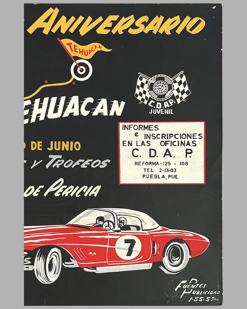 1er Rally de Aniversario Ruebla - Tehuacan 1955 Mexico poster 3