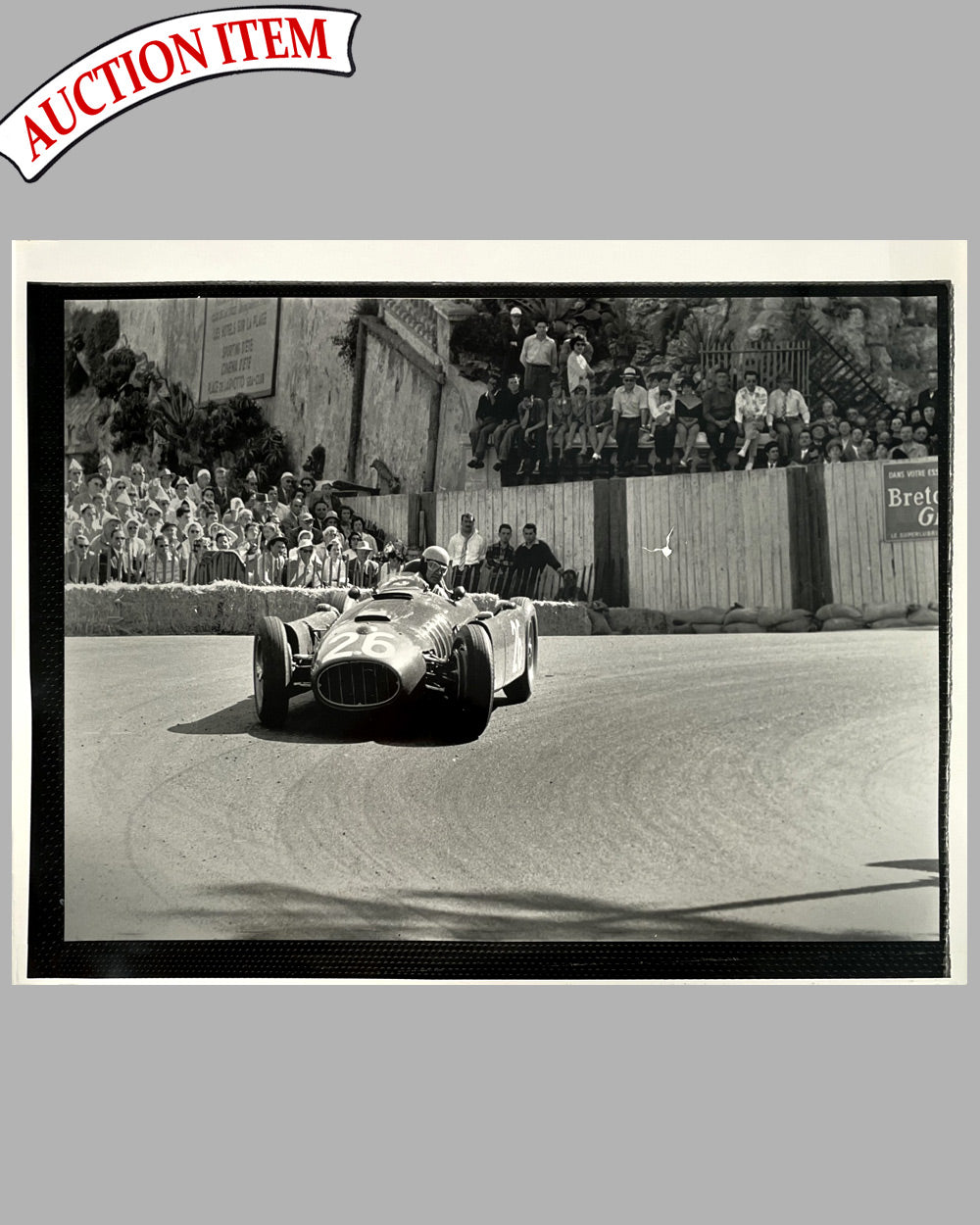 Alberto Ascari in his Lancia b&w photograph by Rodolfo Mallander