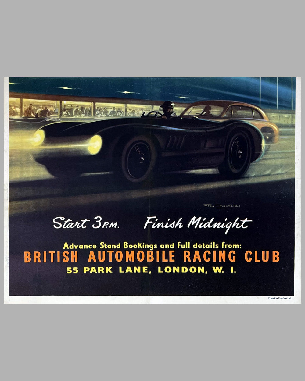 1953 Nine-Hour Car Race at Goodwood original poster, artwork by Roy Nockolds 3