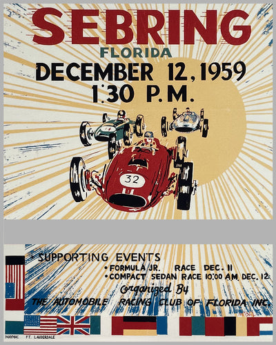 The Grand Prix of the United States in Sebring 1959 reproduction poster 2