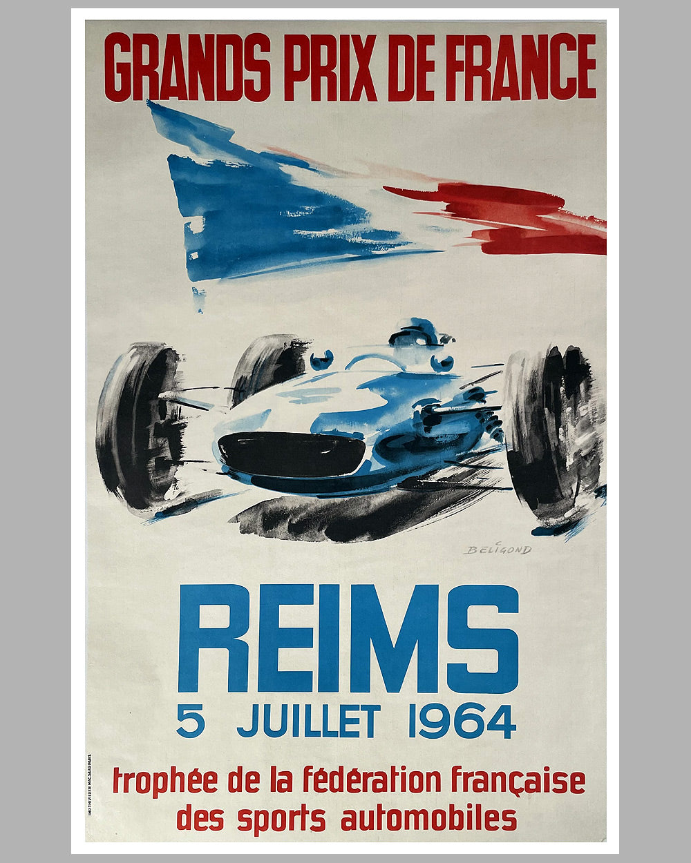 1964 Grand Prix de France in Reims original poster by Beligond