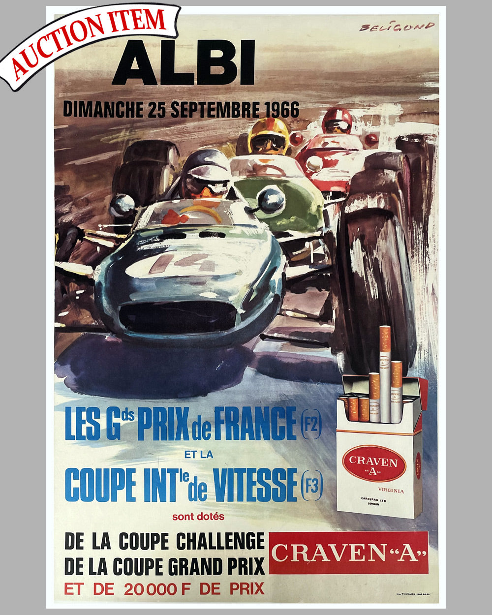 1966 Grand Prix de France Formula II and Formula III race in Albi, France poster by Beligond