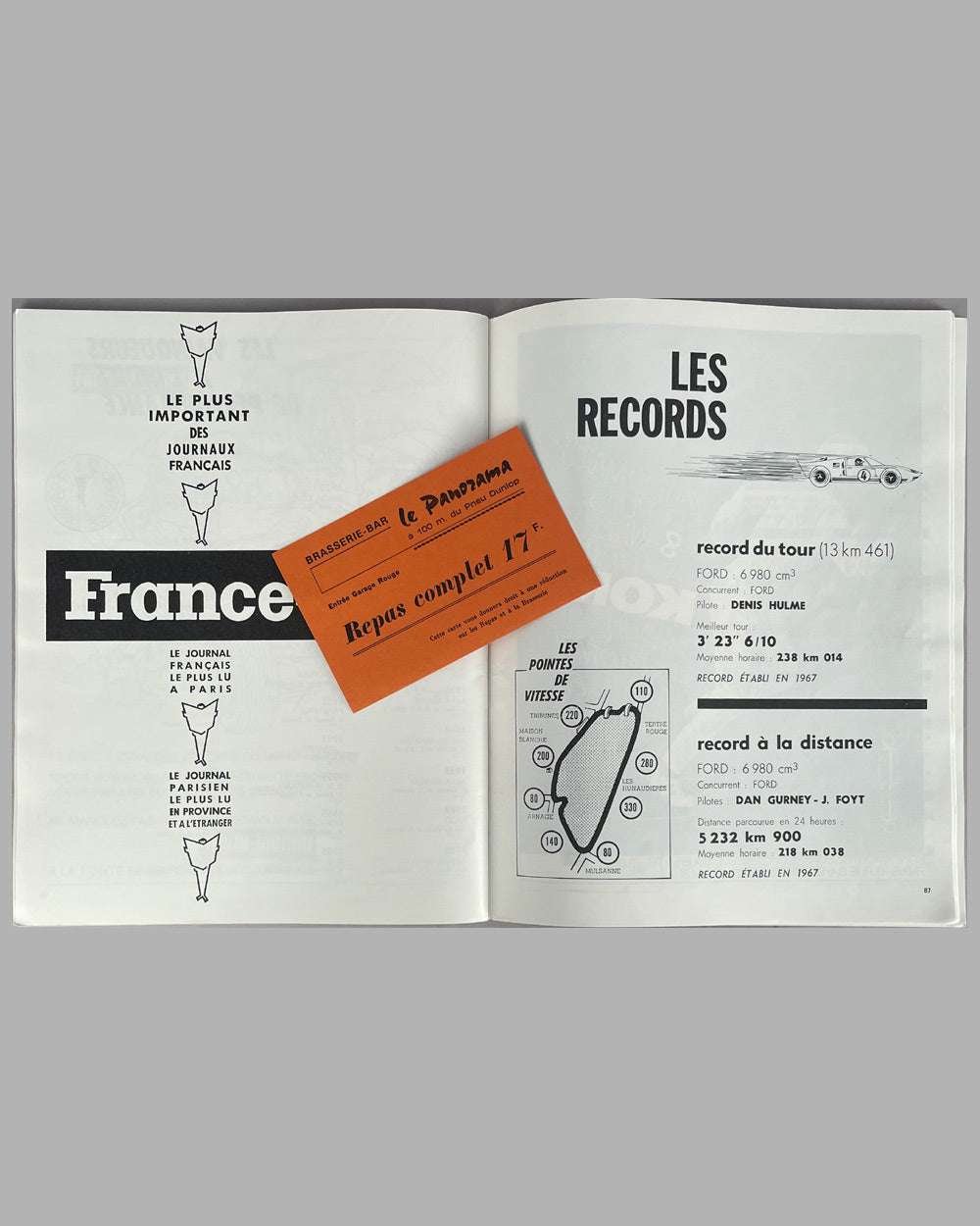 Les 24 heures du Mans 1968 race program 5