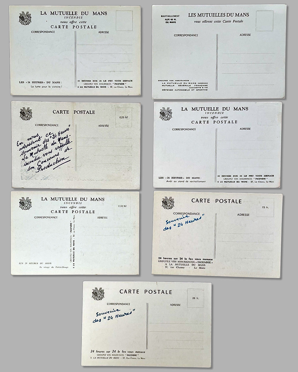 Collection of 7 postcards with scenes from the 24 hours of Le Mans from the 1950’s to early 1970’s 6