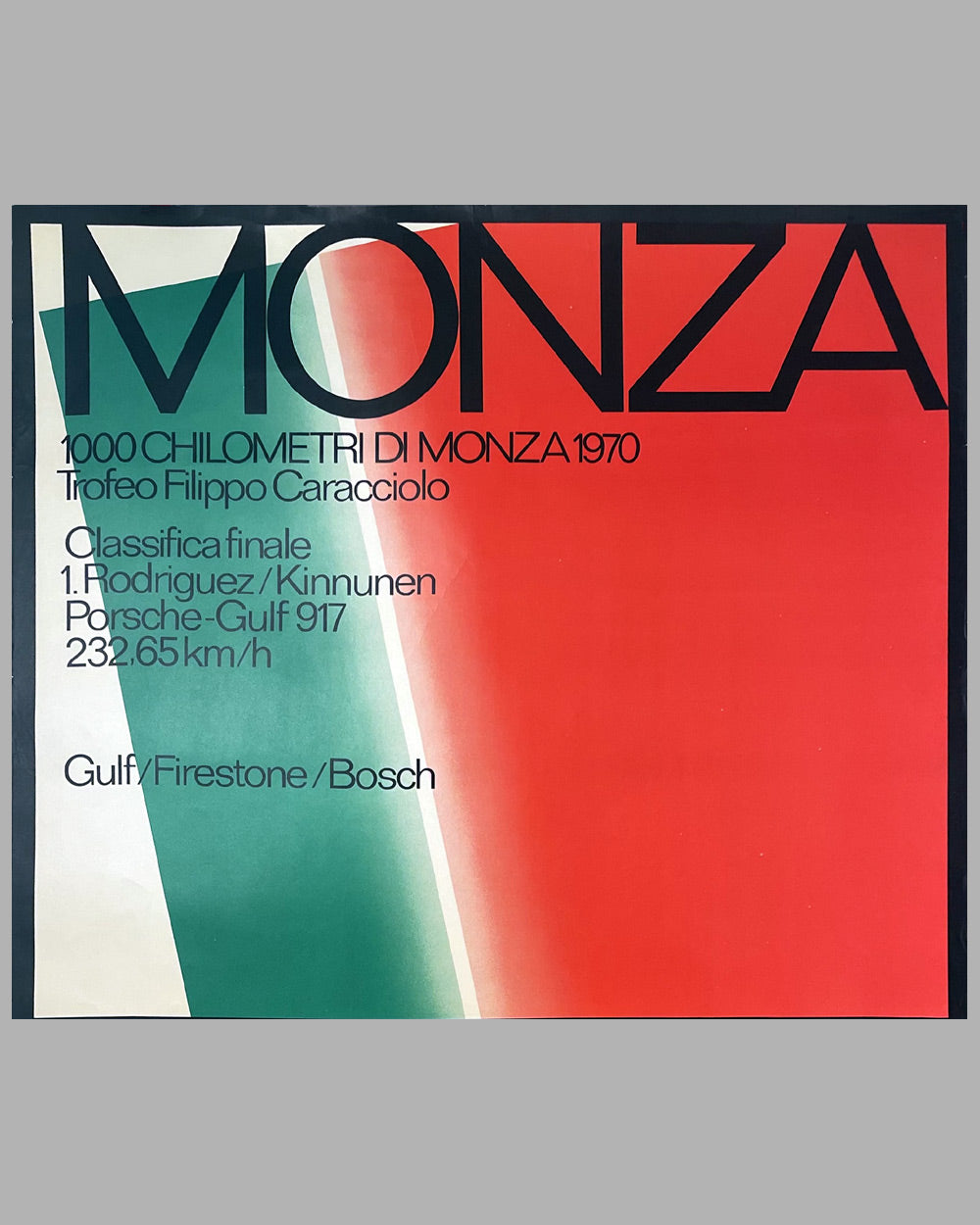 1970 1000 KM of Monza original Porsche victory poster, Strenger design 2
