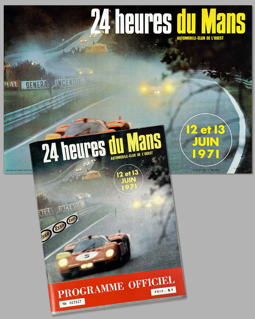 1971 24 Hours of Le Mans program and poster with photo by Delourmel