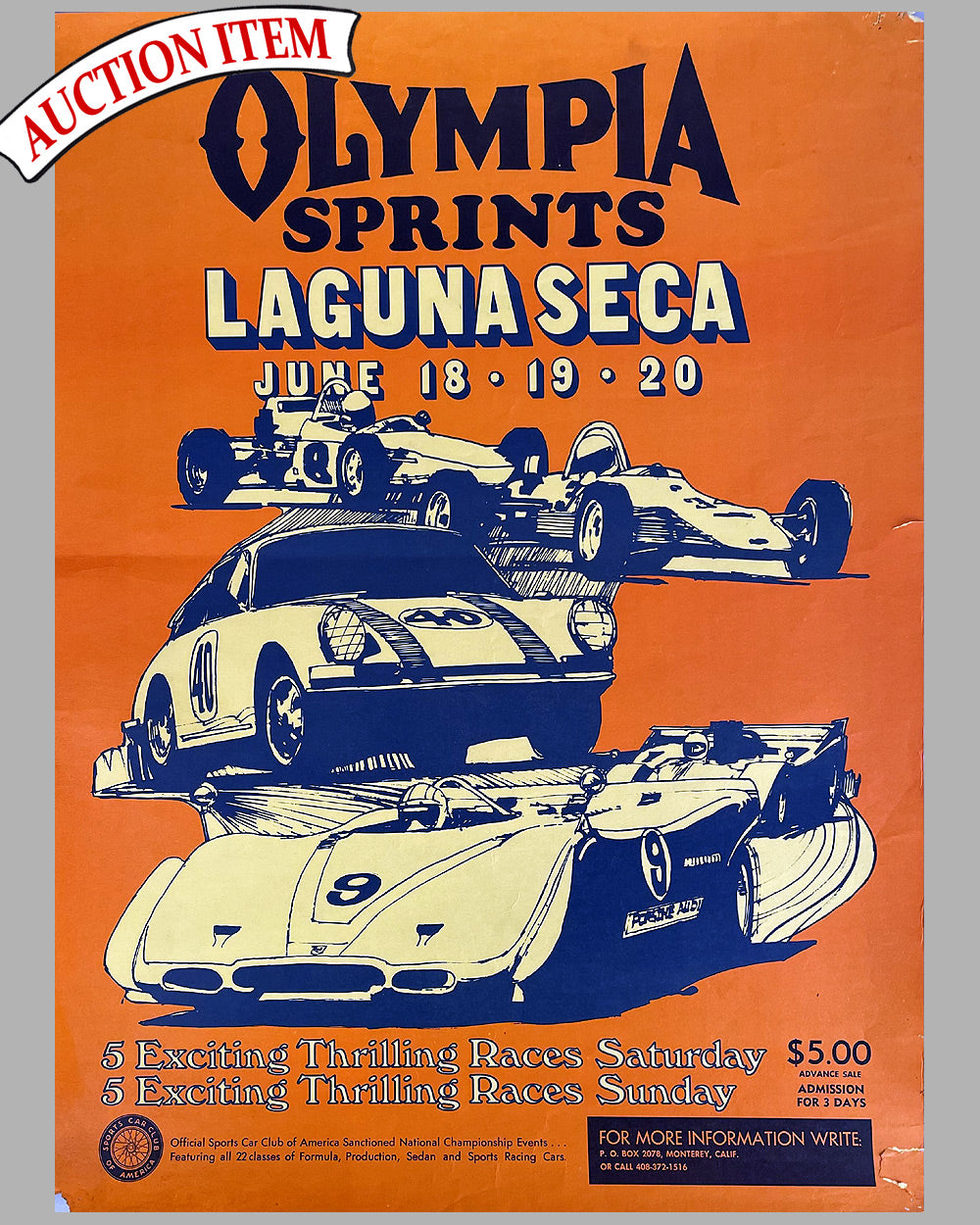 1971 Olympia Sprints at Laguna Seca original poster