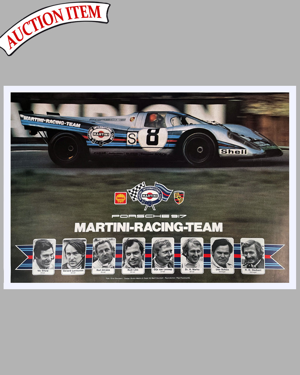 1971 Porsche 917 Martini Racing Team original poster produced by Martini