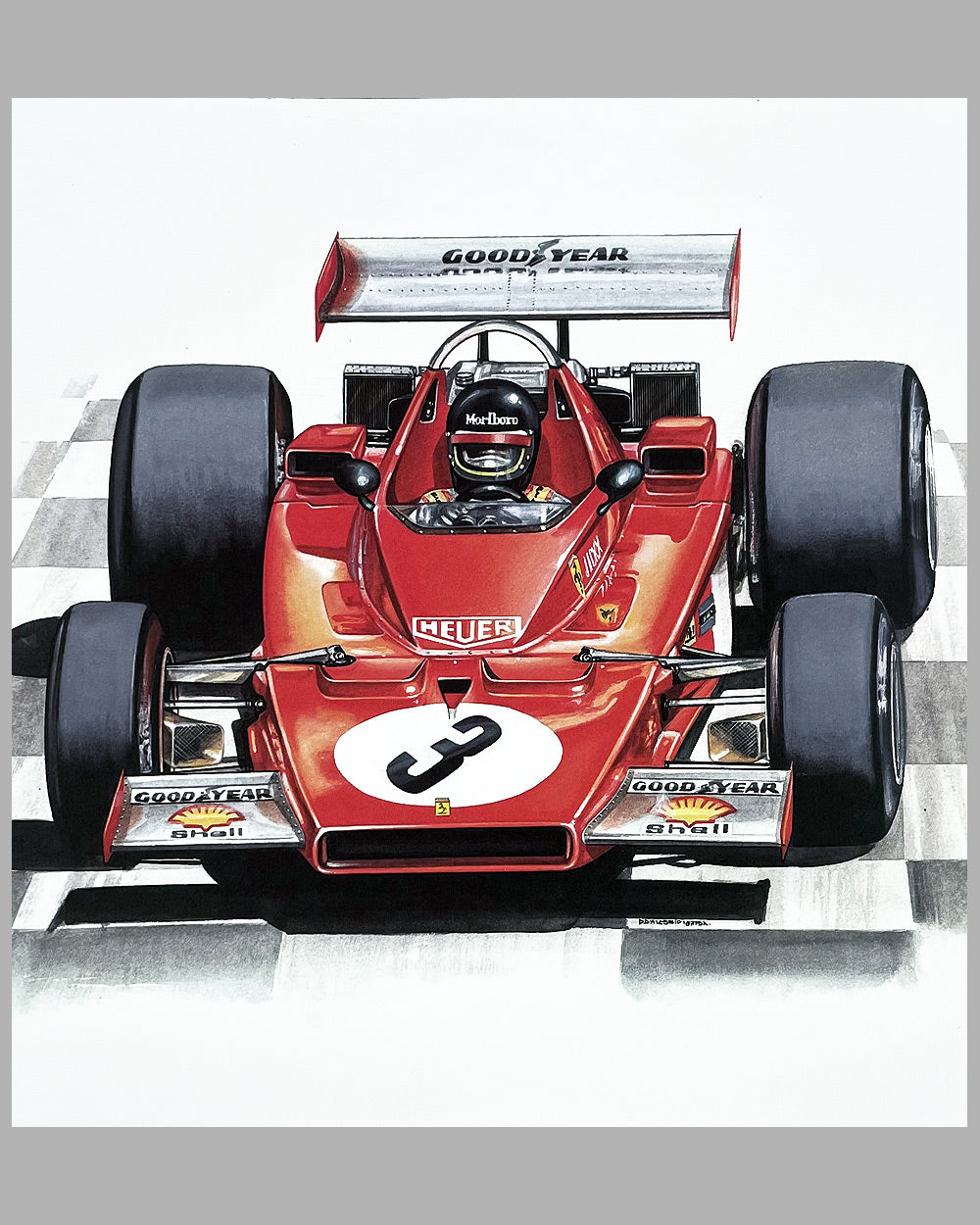 1973 Ferrari 312 B3 Formula 1 car print by Paolo d’Alessio, 1987 2