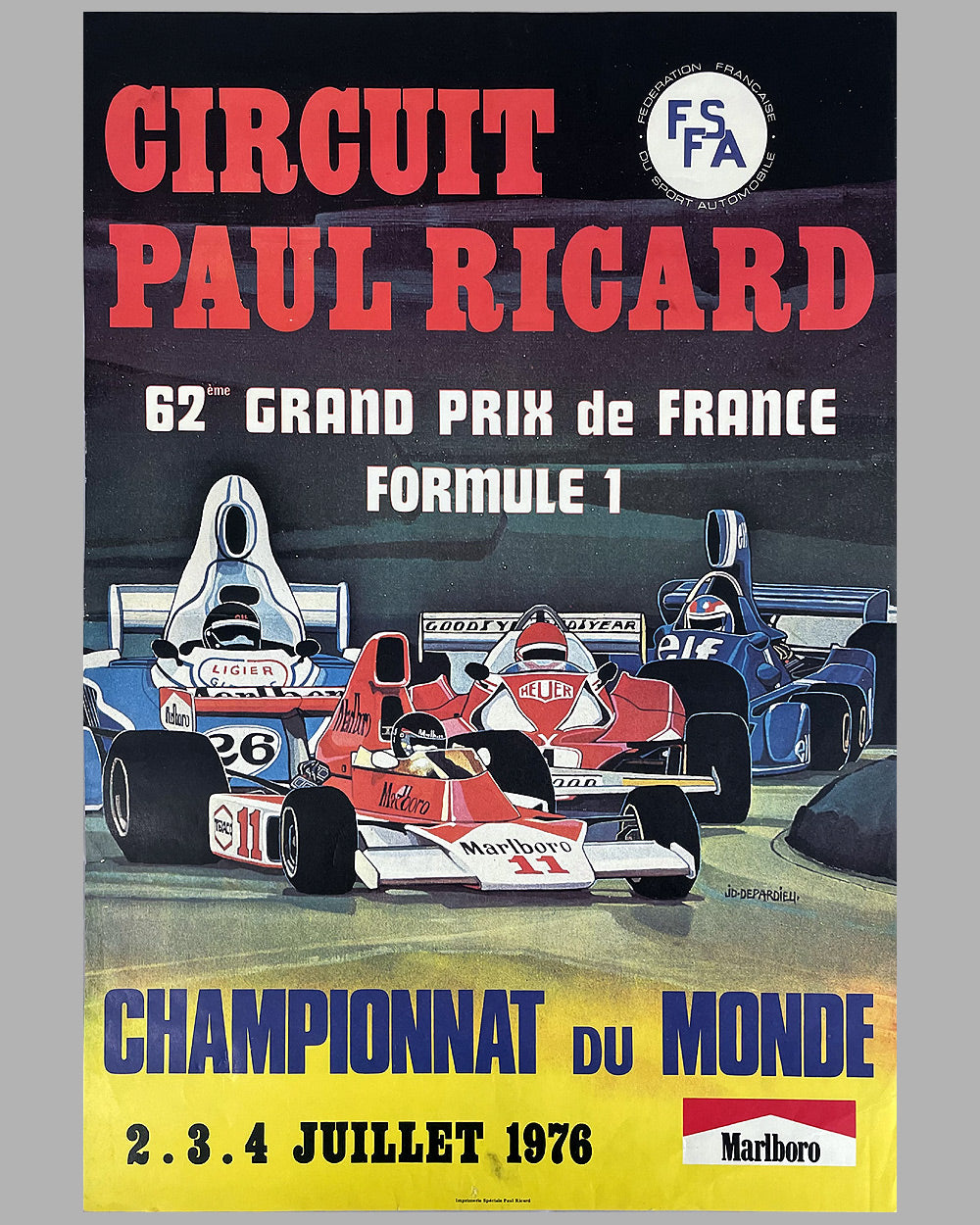 1976 Grand Prix de France at Paul Ricard original poster by J. D. Depardieu