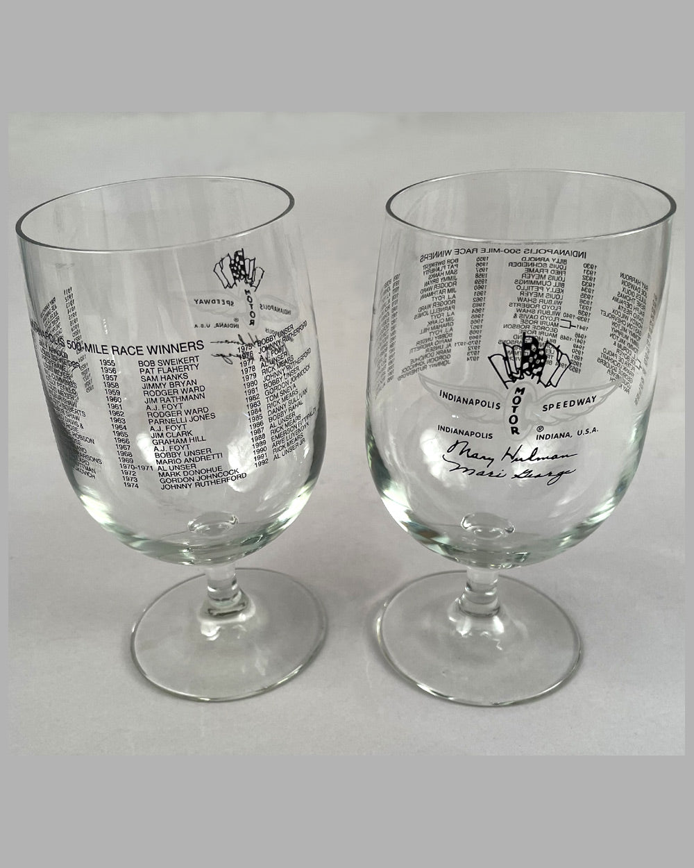 Indianapolis Motor Speedway (IMS) water glasses 2