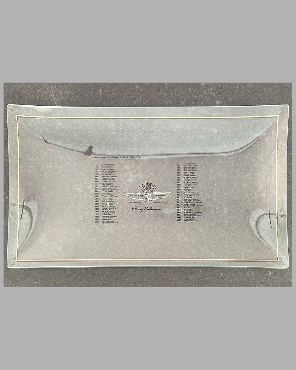 Indianapolis Motor Speedway 1985 rectangular glass tray