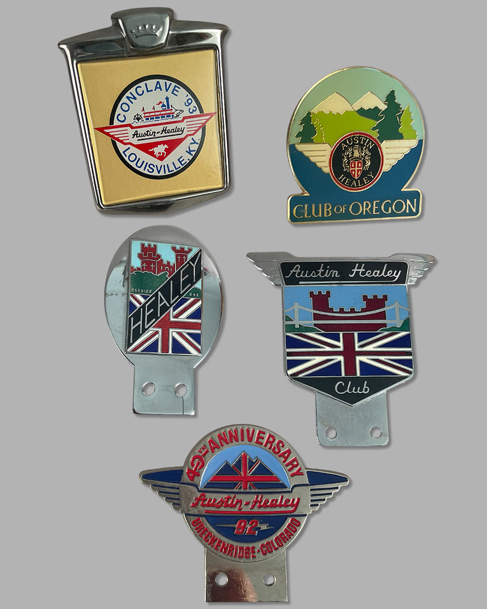 Collection of 9 Austin Healey club grill or bumper badges 2