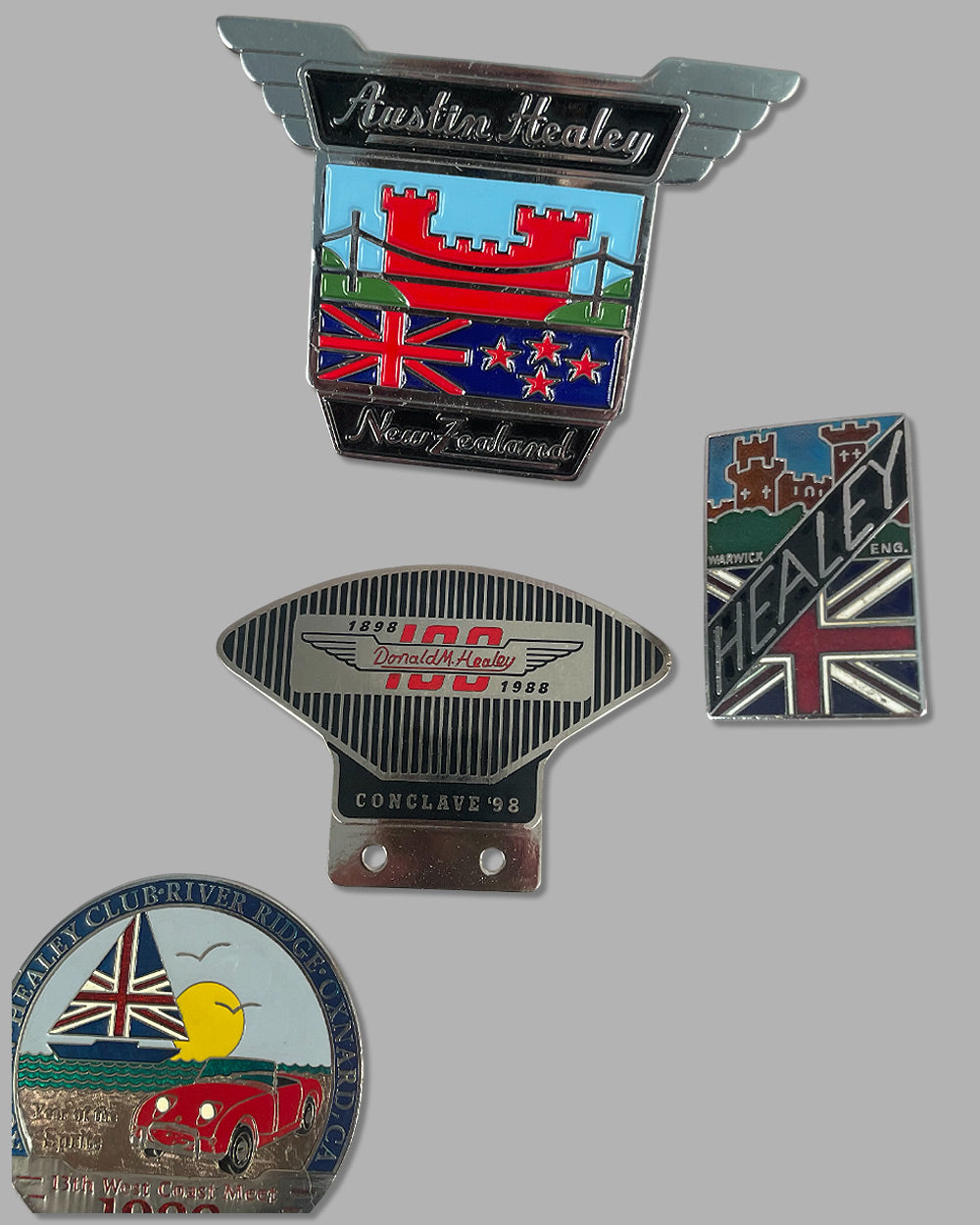 Collection of 9 Austin Healey club grill or bumper badges 3