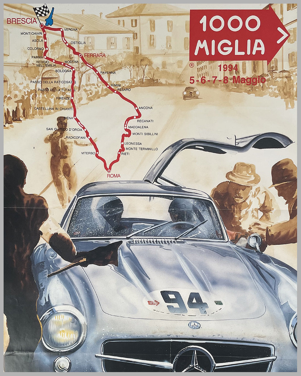 1994 Mille Miglia original poster by Enzo Naso 2