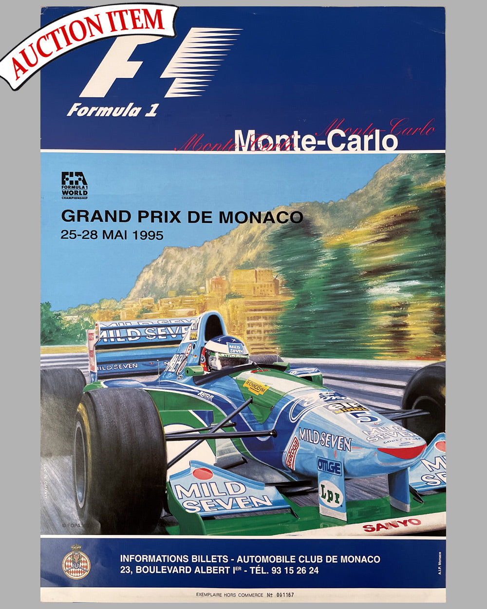 1995 Grand Prix de Monaco original poster by Luc de Clerfayt