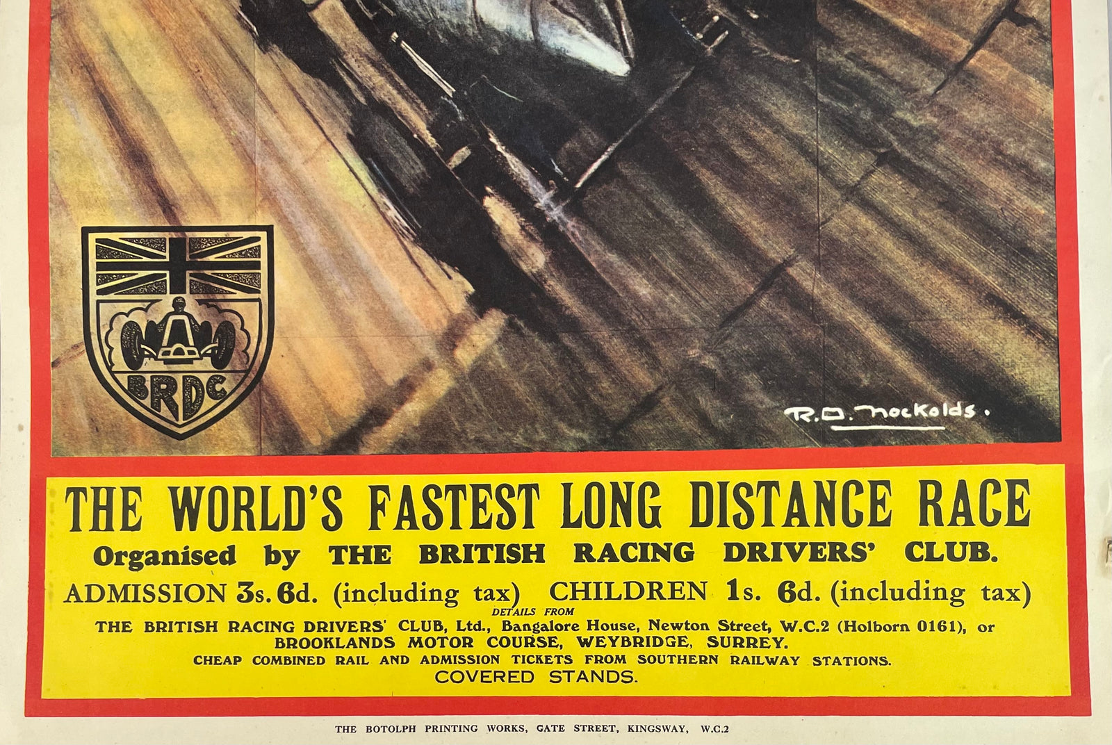 1932 Brooklands 500 older reproduction poster
