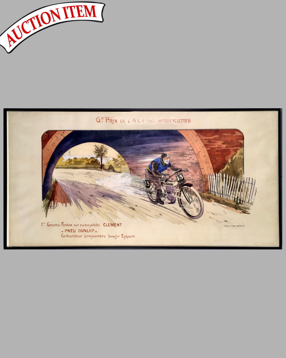 Grand Prix de l' A.C.F. 1913 (Motocyclettes) lithograph by Gamy (Marguerite Montaut)