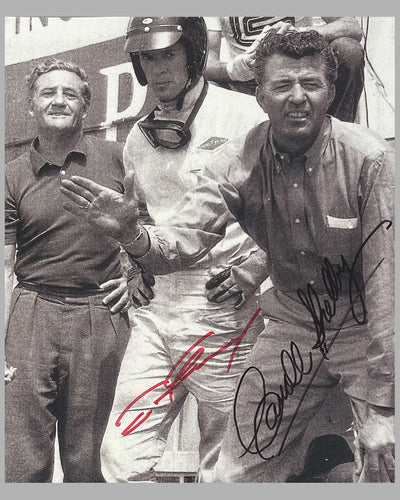 Americans at Le Mans mid 1960’s b&w photograph, autographed by Gurney & Shelby 2