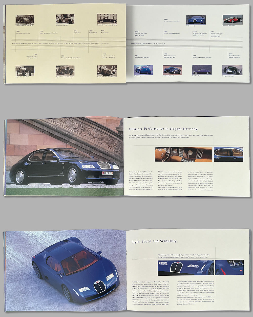 Bugatti EB Chiron study 218 and Veyron 16.4 study factory brochure, early 2000’s 6