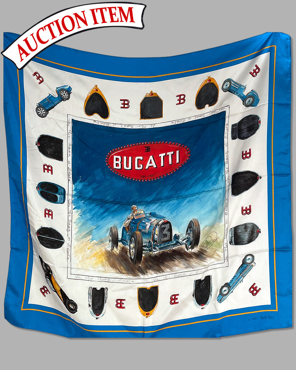 Bugatti silk scarf by Rob Roy