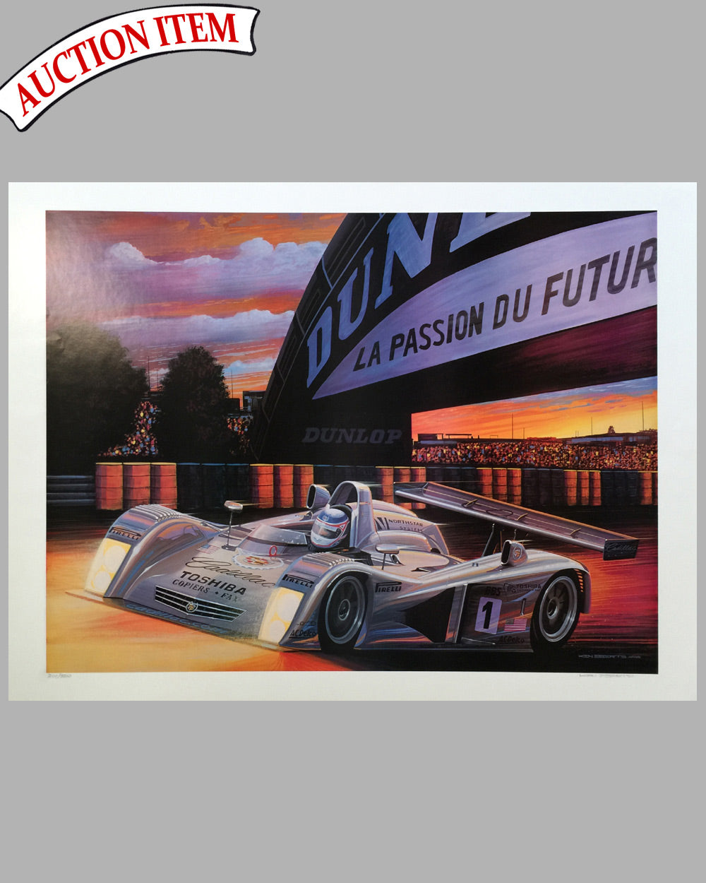 Cadillac at Le Mans print by Ken Eberts (USA), 2000, signed