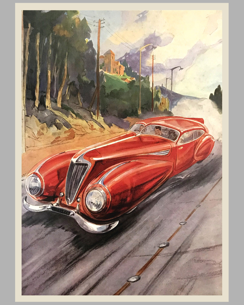 Delahaye Coupe in Red print by Geo Ham, 1990’s