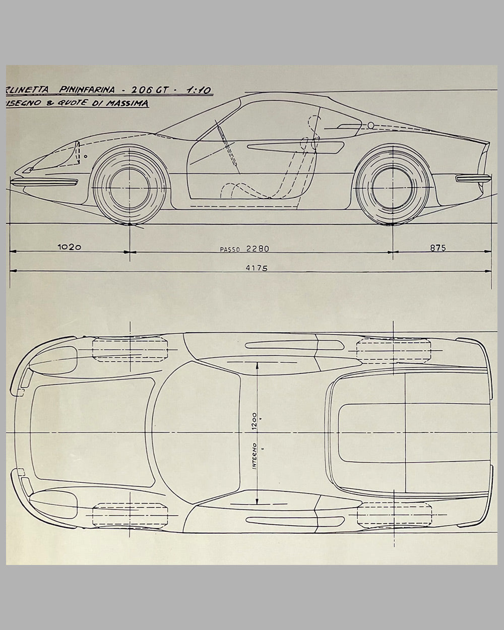 Dino Berlinetta 206GT blueprint from Pininfarina 2