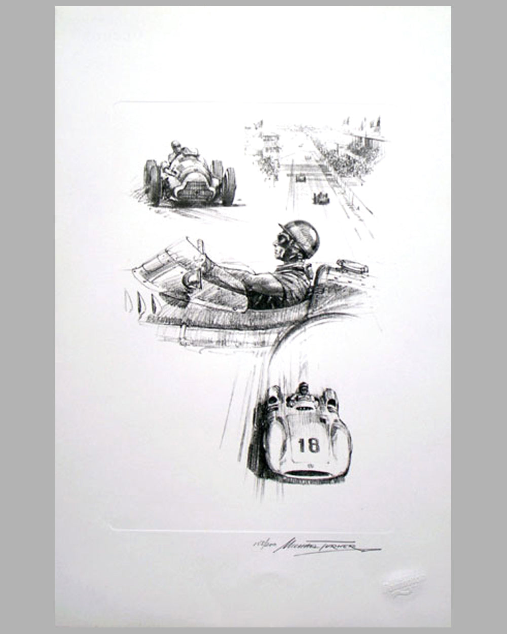 Juan Manuel Fangio montage print by Michael Turner
