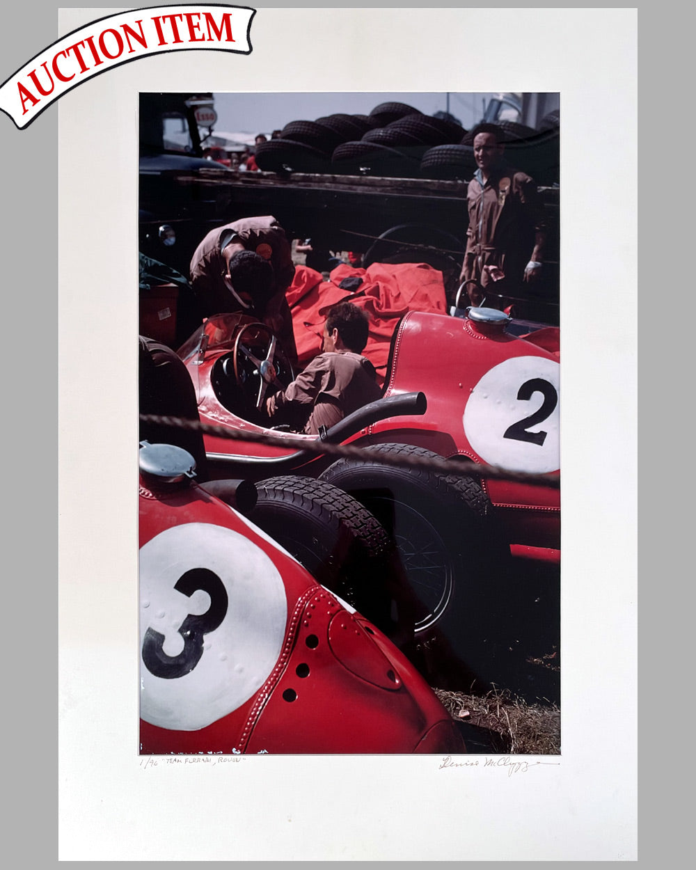 Ferrari team at Rouen color photograph by Denise McCluggage