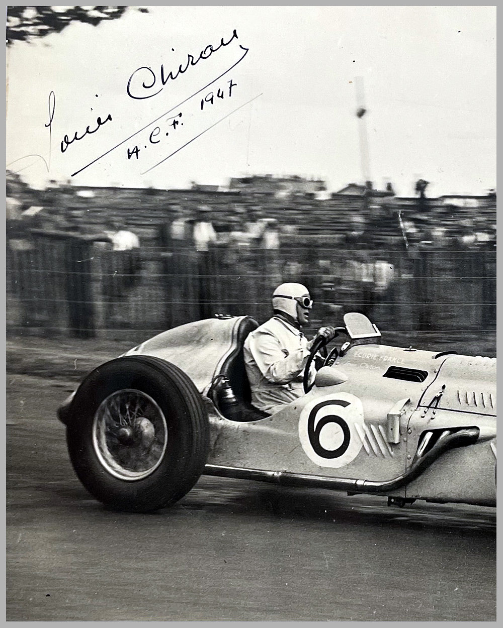 Louis Chiron in his Talbot Lago b&w photograph by Maurice-Louis Rosenthal, autographed by Chiron 2