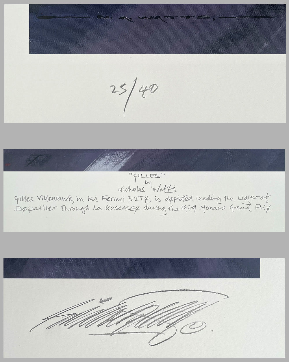 Gilles giclee on paper by Nicholas Watts - Monaco Grand Prix 1979 3