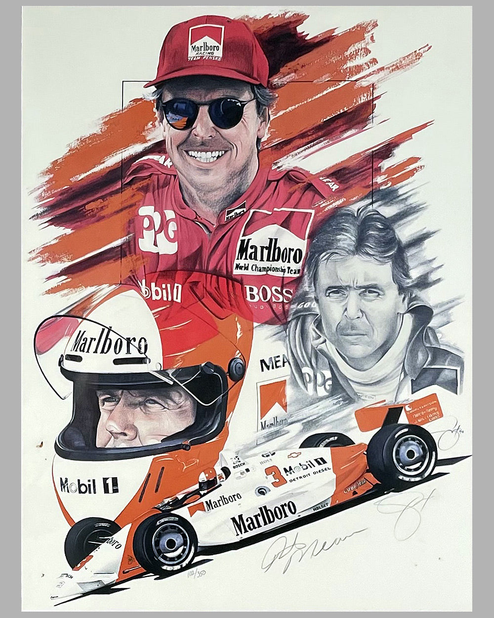 Rick Mears Collector’s Series 1991 poster by Gordon Cox, hand autographed by Mears 2